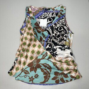 Zara Patchwork Print Satin Top Size L Faux Wrap Floral